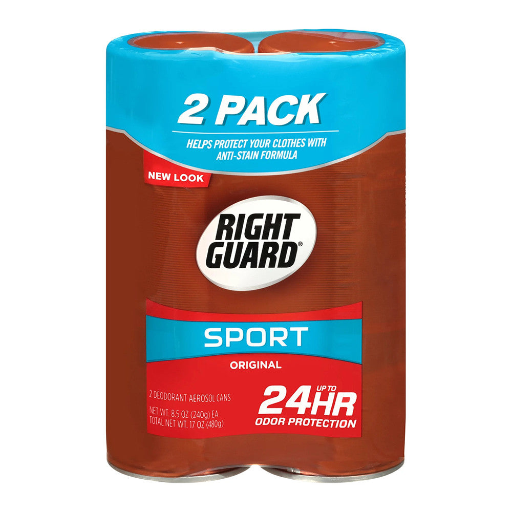 Right Guard Sport Antiperspirant Deodorant Aerosol Spray Twin Pack, Original, 2 Ea